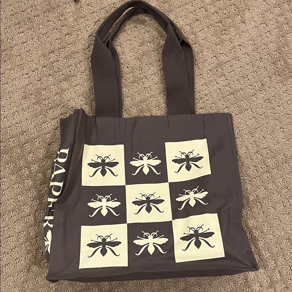 Paper Source Stylish Gray Tote Bag with Insect Design
